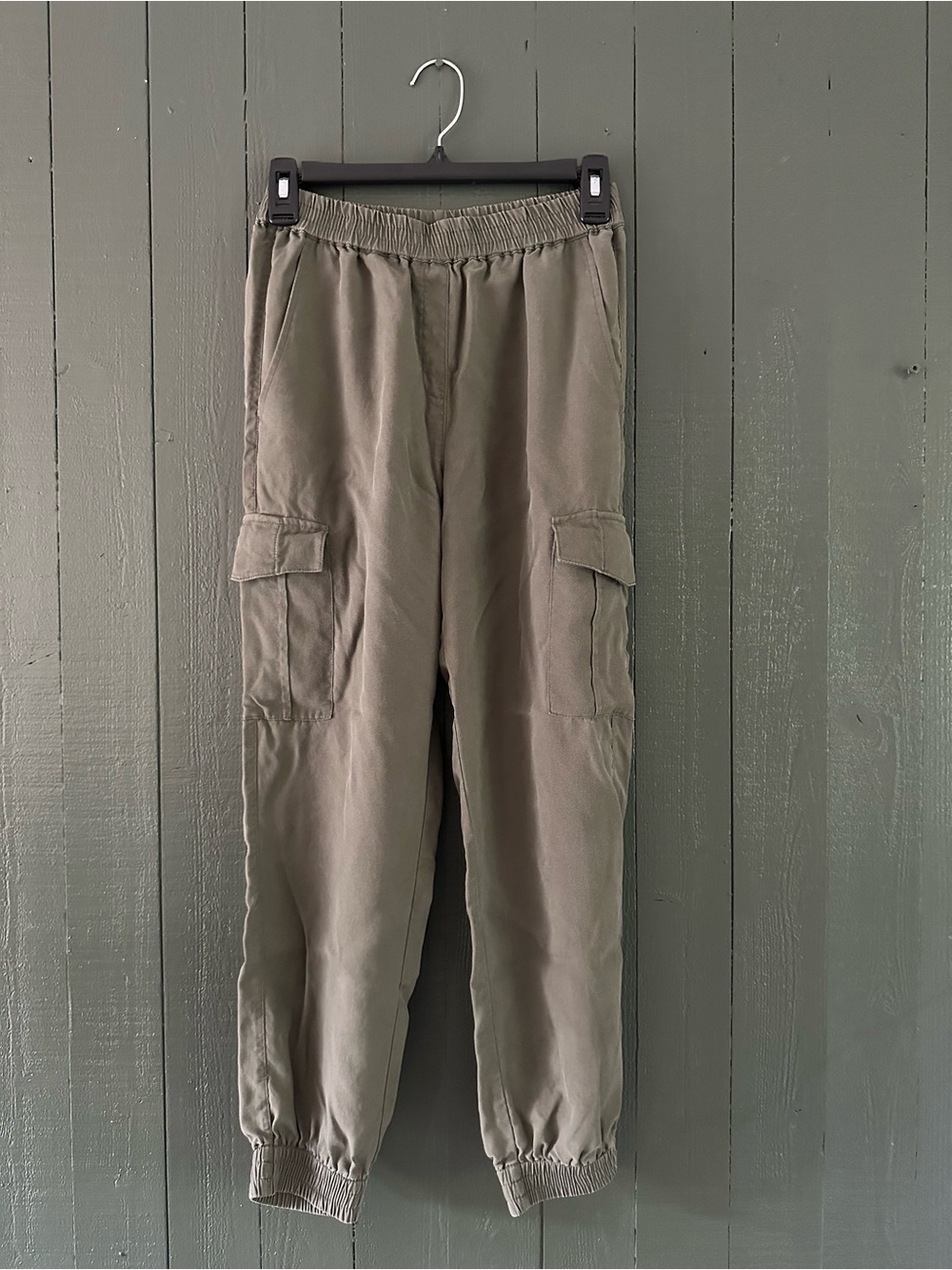 BCBGMaxAzria Olive Green Cargo Joggers with Elastic Waist